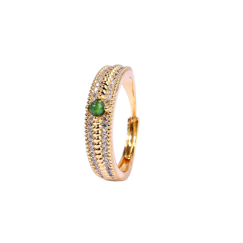 Red Riding Book Emerald Egg Face Women's Ring with Luxury Design