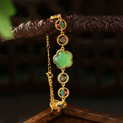 Gold-plated Flower Glaze Gradient Color Imitation Jade Women's All-match Bracelet