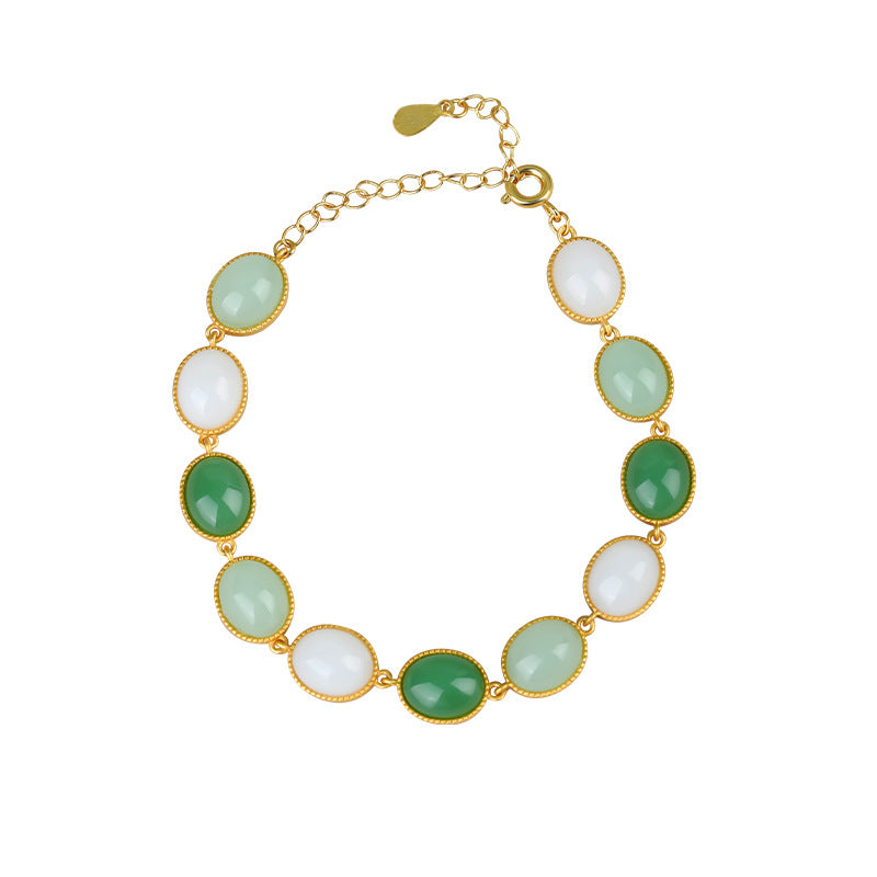 Imitation Hetian Jade Bracelet for Women - Light Luxury, Creative Design, Colorful Multi-Treasure