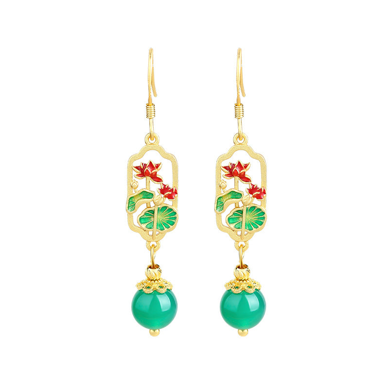 Icecum Green Chalcedony Handmade Earrings for Women