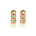 Green Bamboo Design Earrings for Women - Ring-linked Retro Style