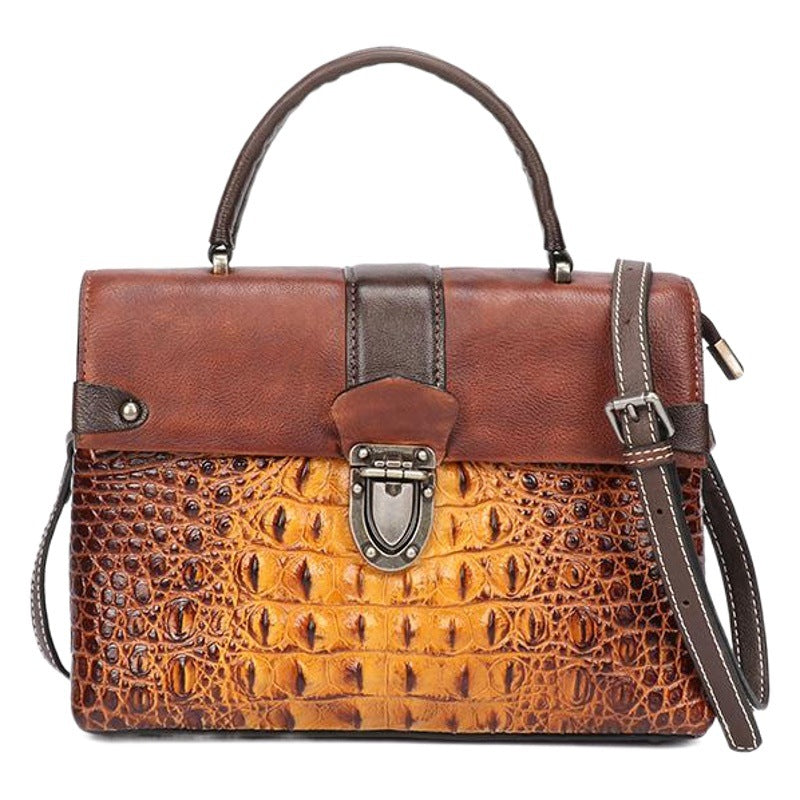 First layer cowhide embossed hand-polished multi-purpose vegetable tanned leather bag