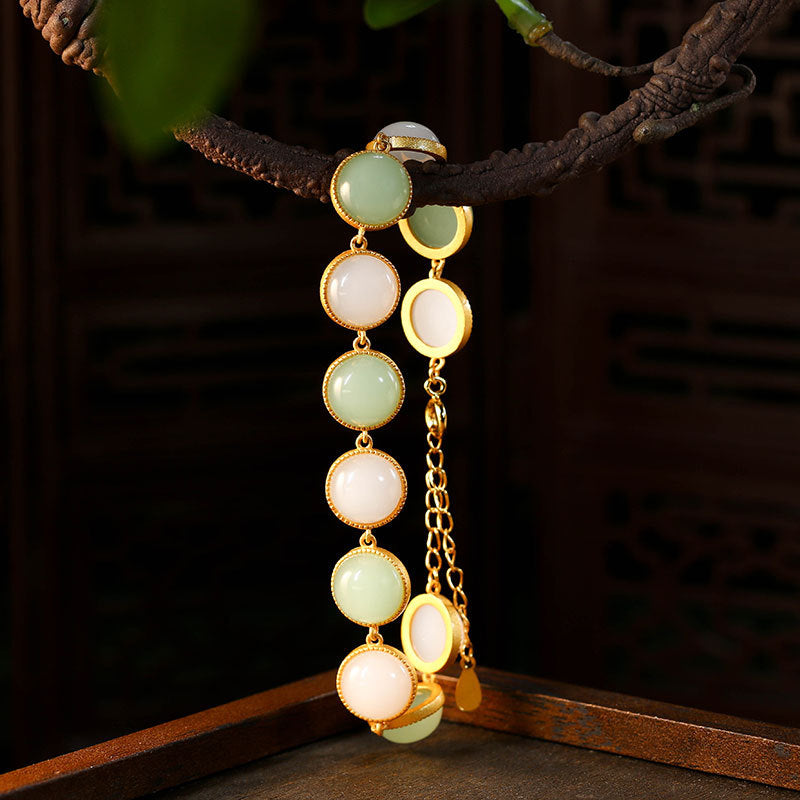 Luxury Niche Women's Colorful Imitation Hetian Jade Egg Noodles Bracelet