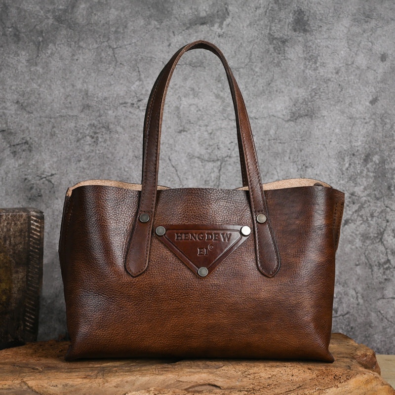 Leather Women's Crossbody Handheld Bag, Retro Lazy Style, Multifunctional
