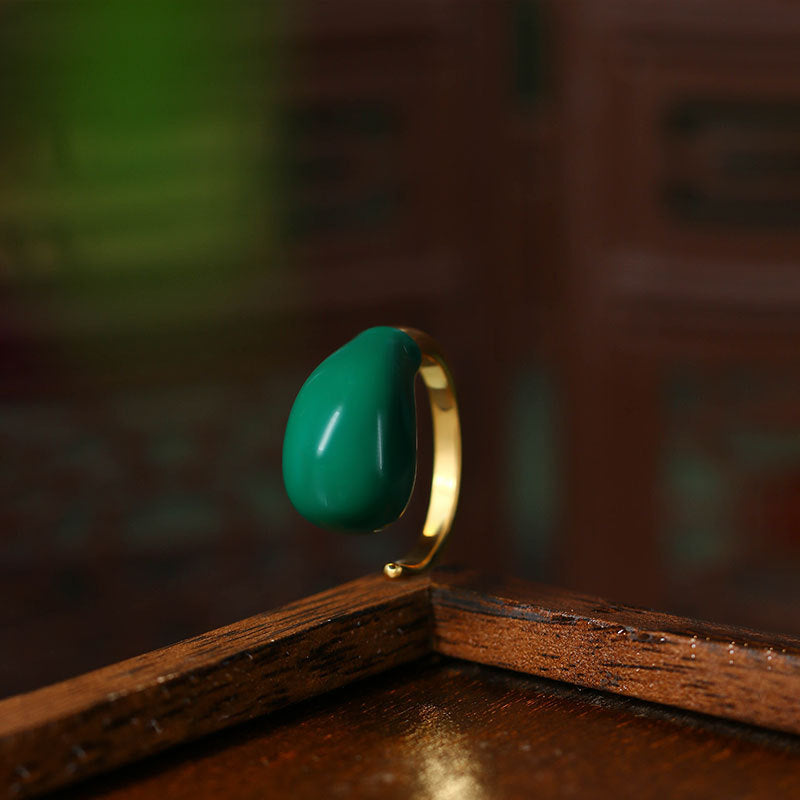Enamel Glaze Drop-Shaped Open Ring for Women - European and American Style
