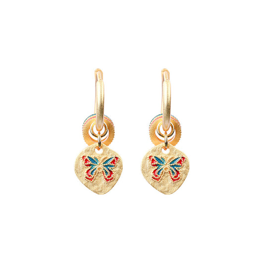 Enamel Oil Butterfly Earrings - High-end, All-match, Elegant