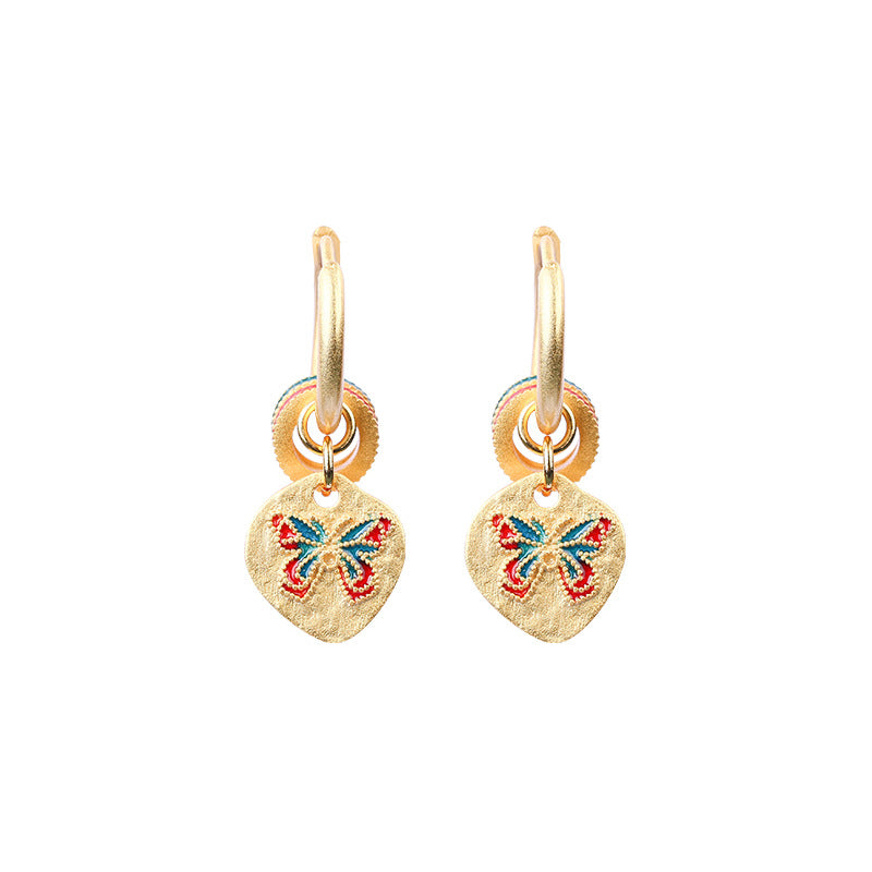 Enamel Oil Butterfly Earrings - High-end, All-match, Elegant
