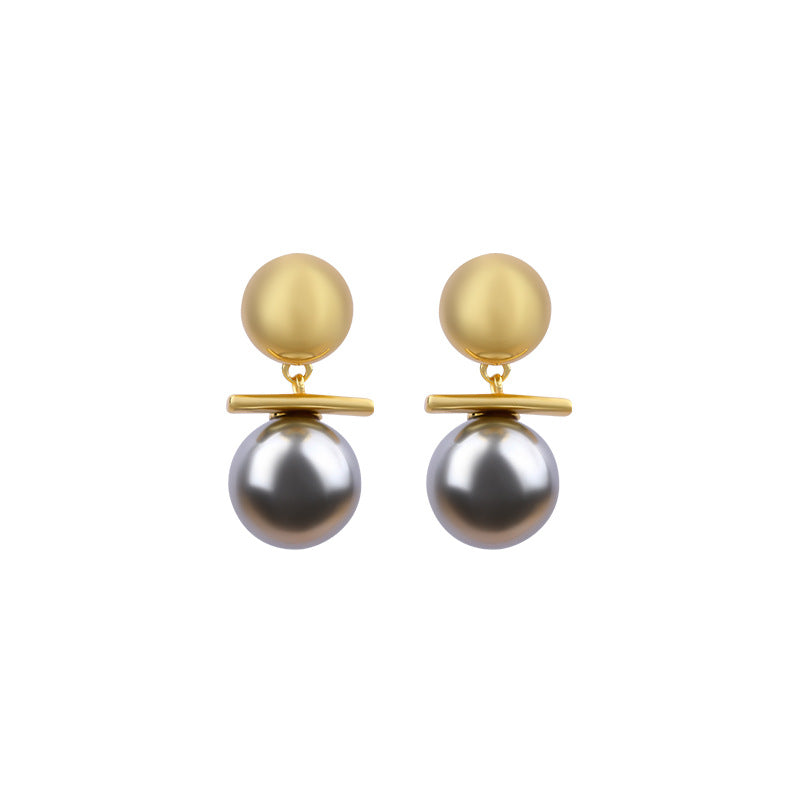 French Crystal Pearl Earrings Women's Niche Design All-match