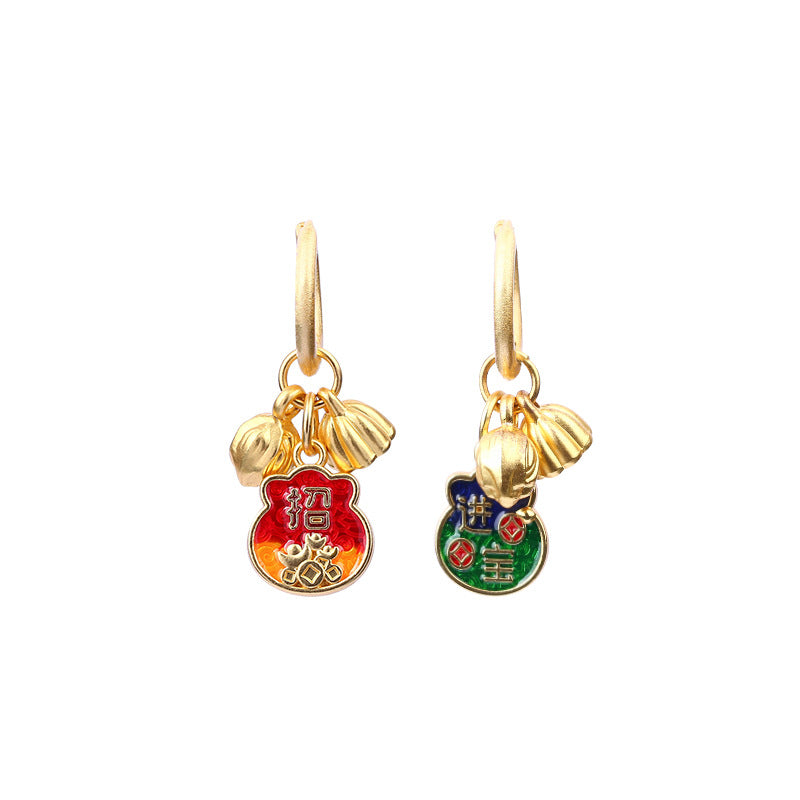Multi-ear Enamel Lotus Earrings for Women