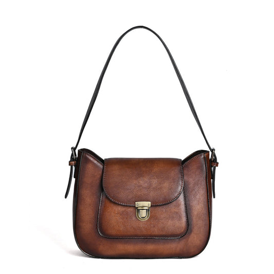 Women's Green Leather Vintage Handmade Underarm Shoulder Bag