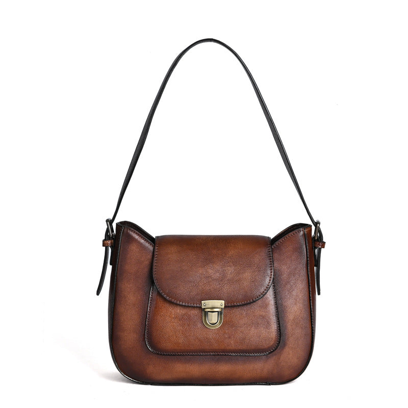 Women's Green Leather Vintage Handmade Underarm Shoulder Bag