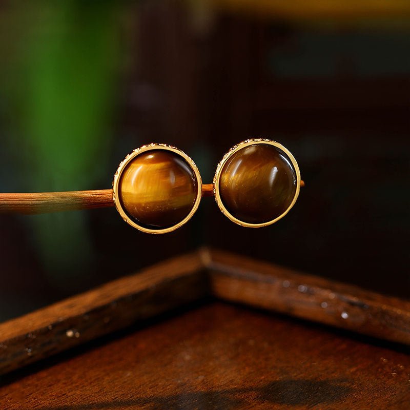 925 Silver Tiger's Eye Earrings for Women, Distinctive and All-match