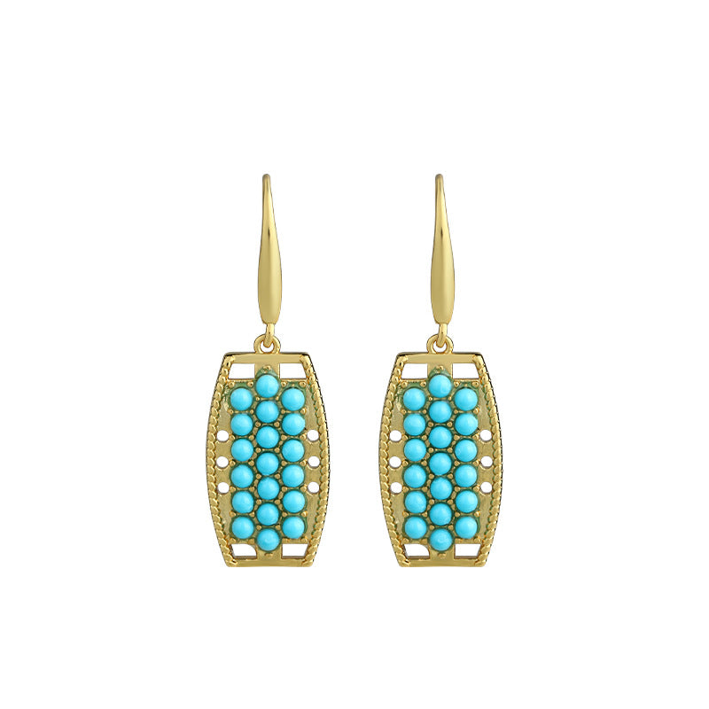 Original Design Real Gold Electroplating Imitation Turquoise Women's Earrings