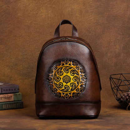 New First Layer Cowhide Multi-purpose Embossed Women's Bag, Vegetable Tanned Leather