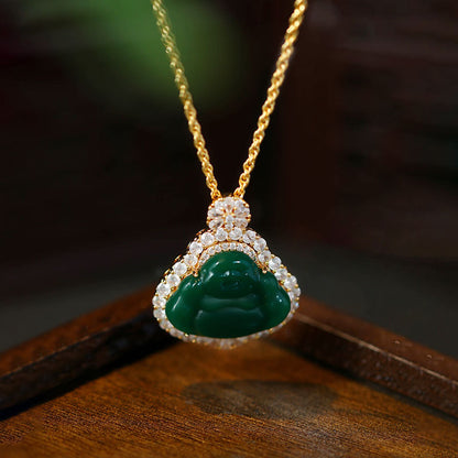 Maitreya Buddha Diamond Clavicle Chain All-match Pendant