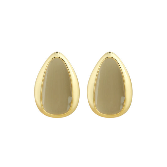 French-style 925 Silver Drop-shaped Pin Ear Studs for Women