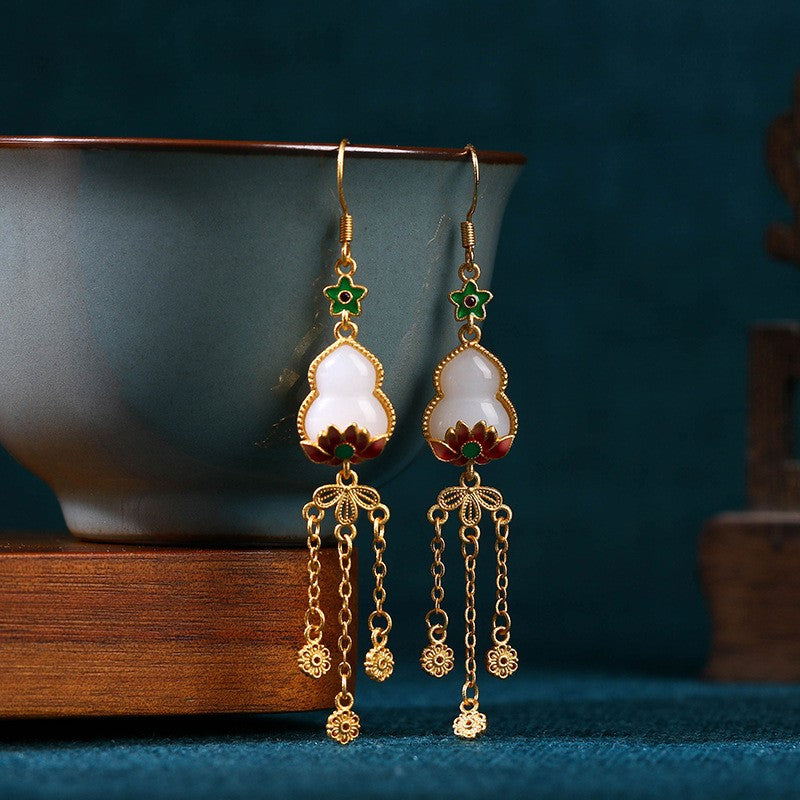 National Tide Retro Enamel Niche Earrings - High-end Summer Jewelry for Wholesale