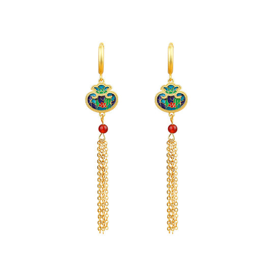 Shake Voice Ruyi Lucky Bag Tassel Earrings for Women