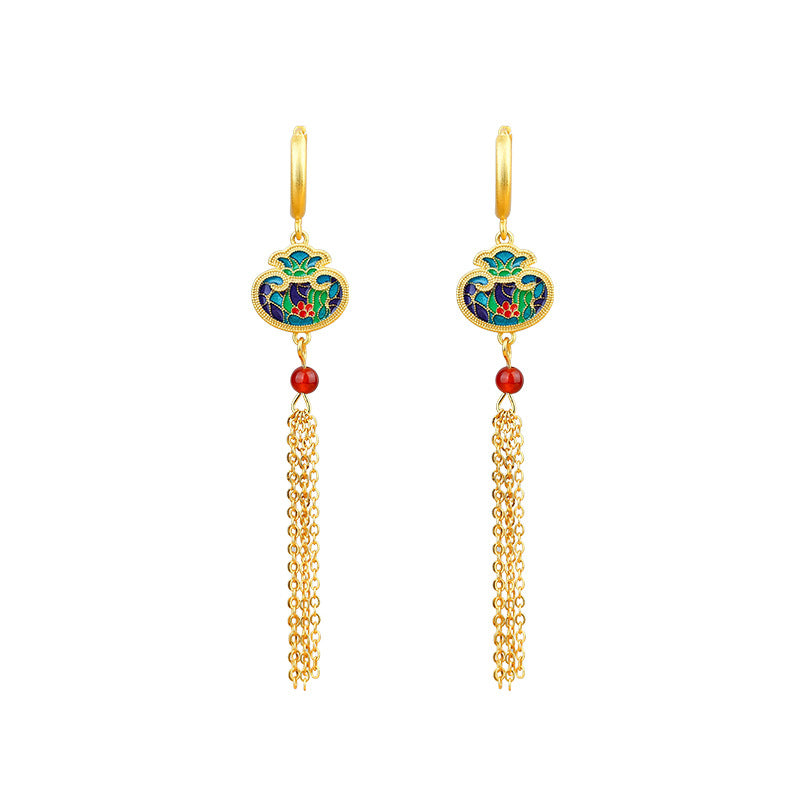 Shake Voice Ruyi Lucky Bag Tassel Earrings for Women