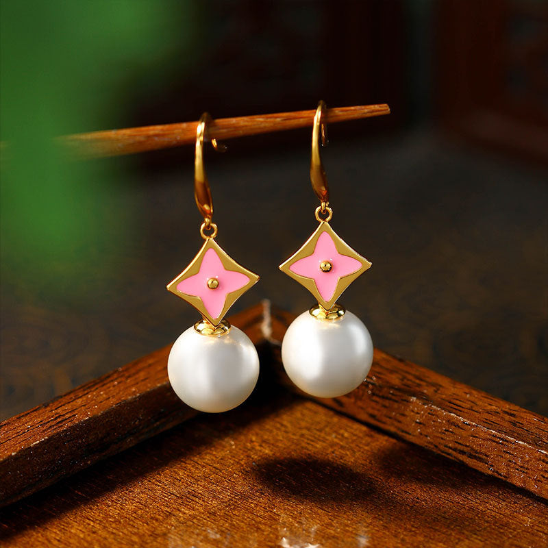 Pearl Monet Oil Painting Earrings, Baroque Style, Elegant Women's Earrings