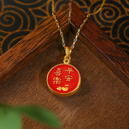 Gold Plating Burned Blue Craft Round Pendant Necklace for Women