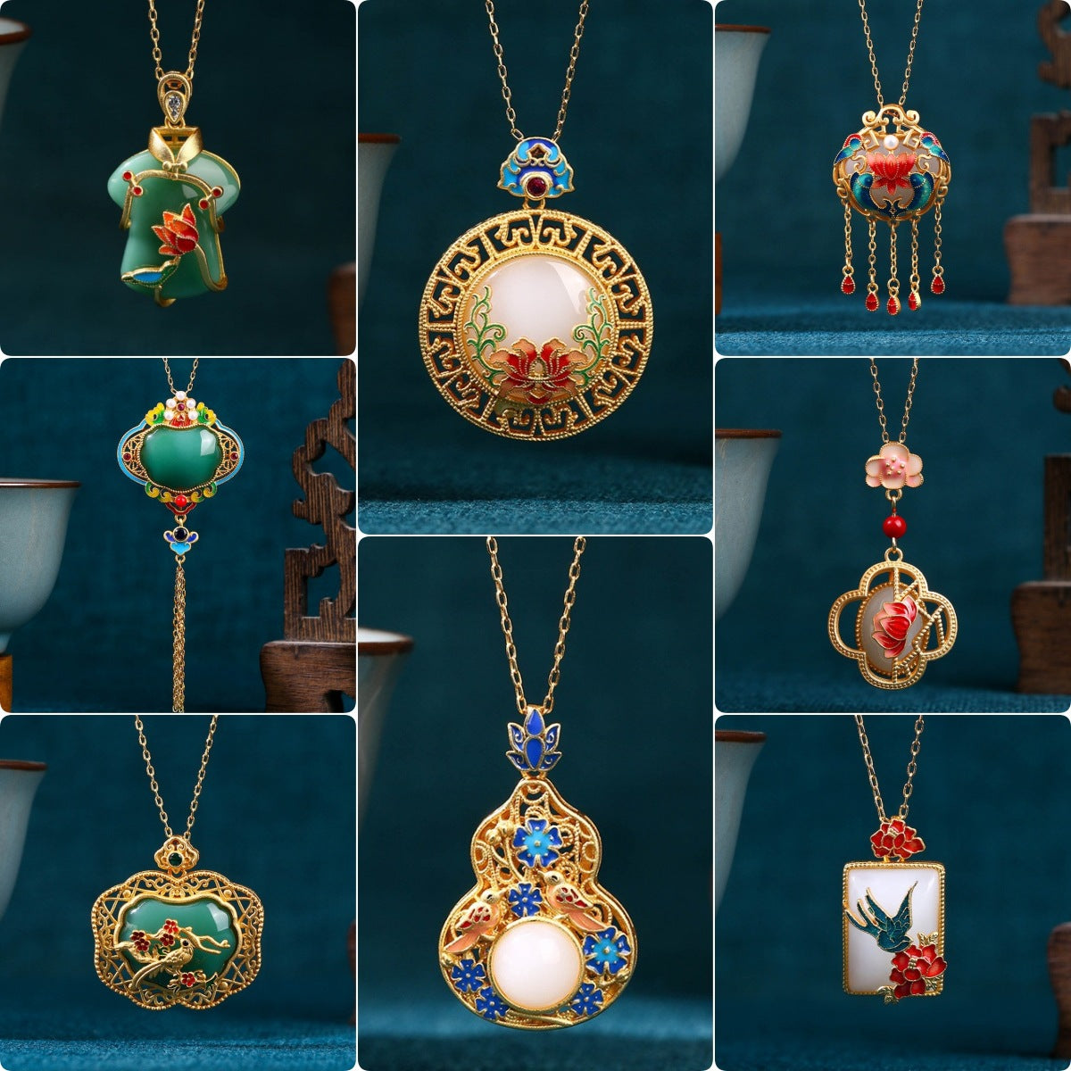 Enamel Imitation Jade Necklace for Women in Summer