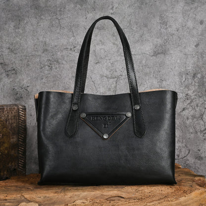 Leather Women's Crossbody Handheld Bag, Retro Lazy Style, Multifunctional