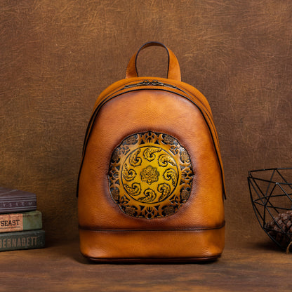 New First Layer Cowhide Multi-purpose Embossed Women's Bag, Vegetable Tanned Leather
