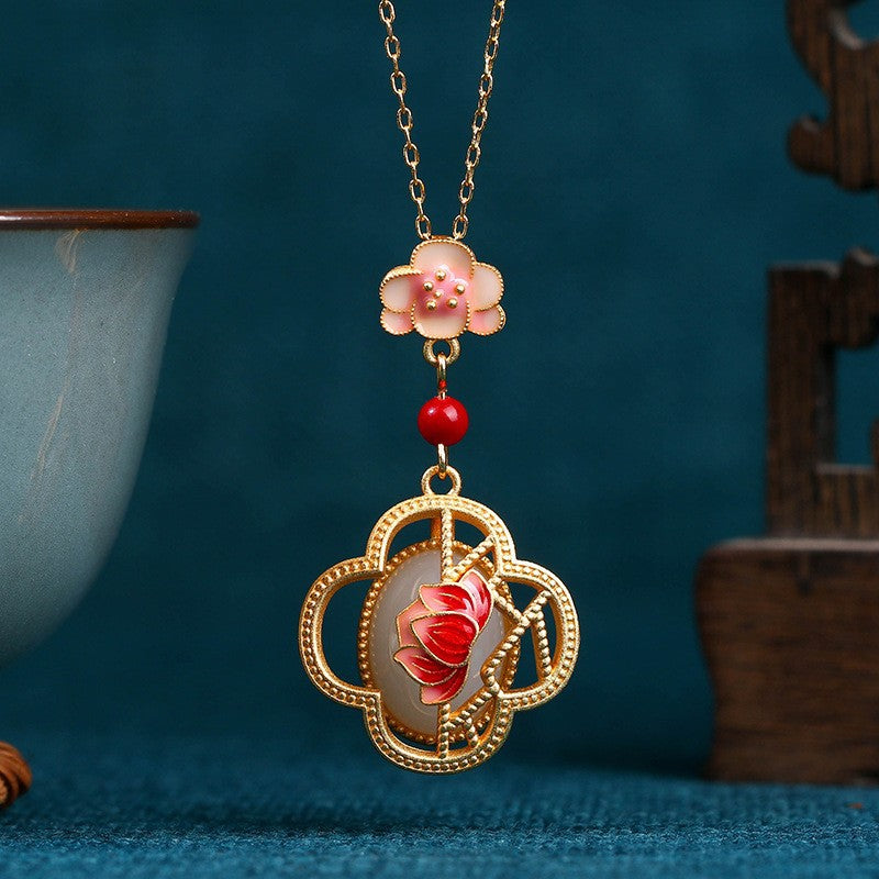 Enamel Imitation Jade Necklace for Women in Summer