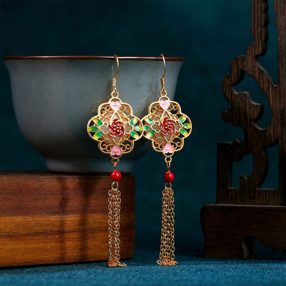 National Tide Retro Enamel Niche Earrings - High-end Summer Jewelry for Wholesale