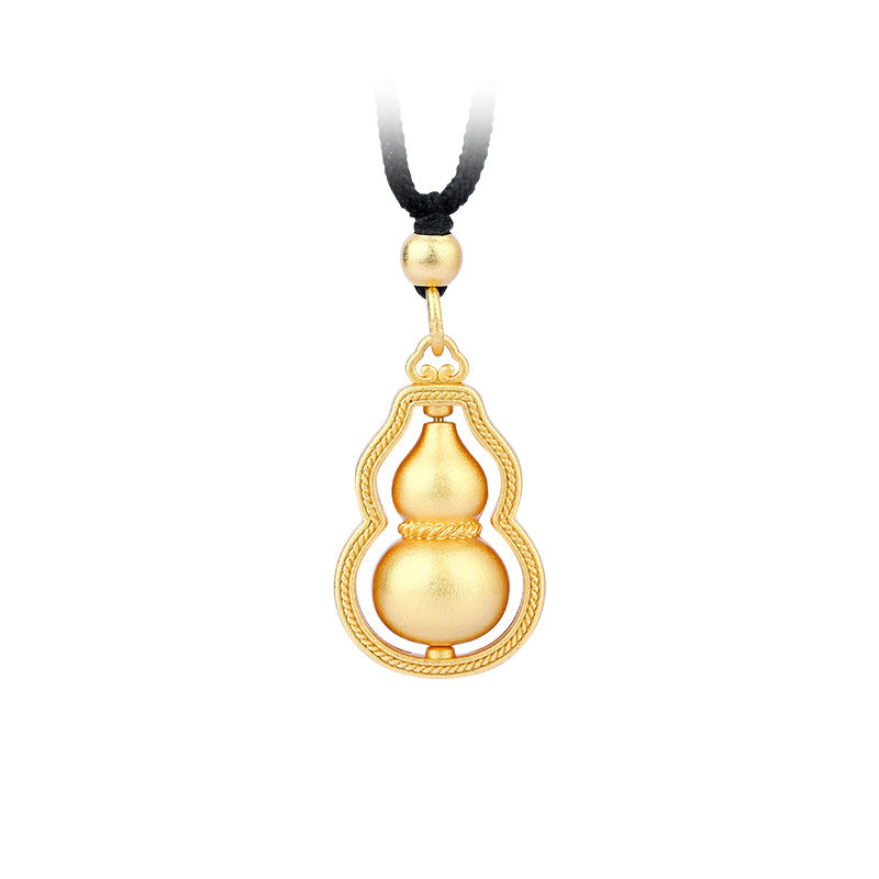 Gold Plated Fortune Double Gourd Pendant Necklace for Men and Women