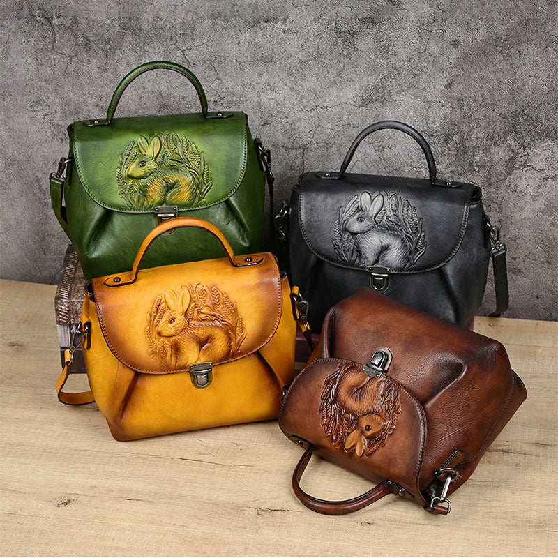 First layer cowhide multi-purpose retro embossed hand-brushed messenger bag