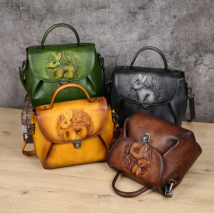 First layer cowhide multi-purpose retro embossed hand-brushed messenger bag