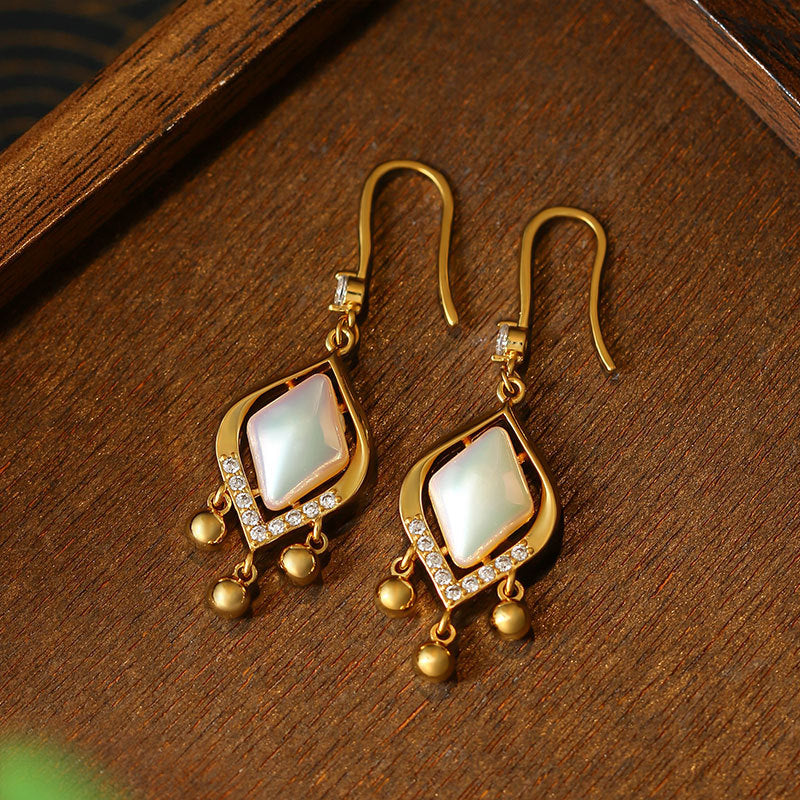French Style Retro Oval Baroque Pearl Earrings Mori Style for Women