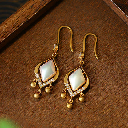 French Style Retro Oval Baroque Pearl Earrings Mori Style for Women