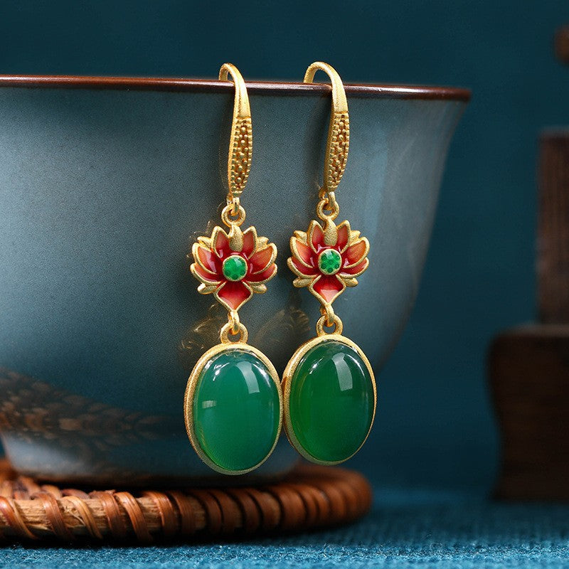 National Tide Retro Enamel Niche Earrings - High-end Summer Jewelry for Wholesale
