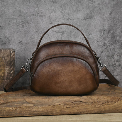 Autumn and Winter Crossbody Handbag Genuine Cowhide Women's Work Commuter Bag Maillard Vintage