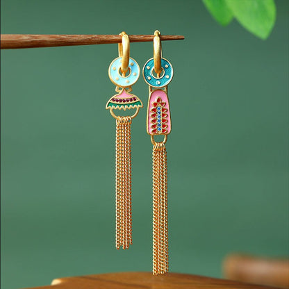 Enamel Gradient Imitation Jade Niche Earrings for Women in Summer