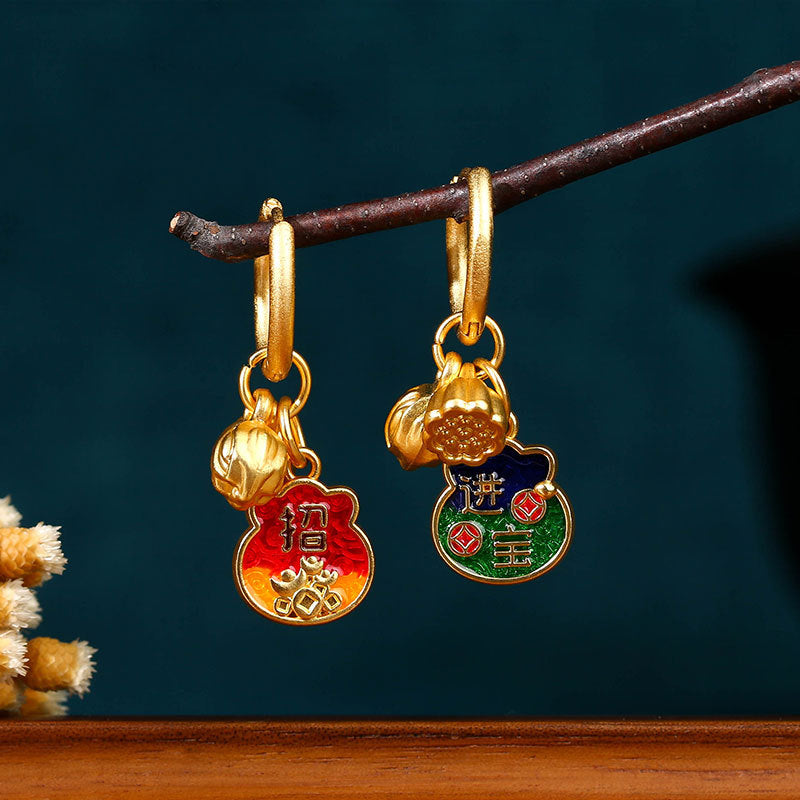 Multi-ear Enamel Lotus Earrings for Women
