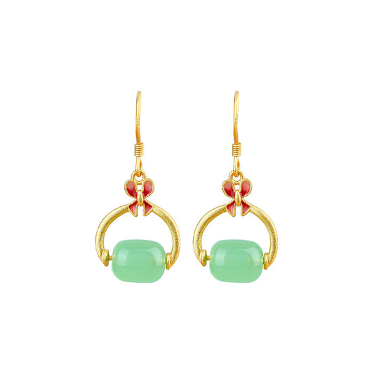 Rotating 925 Silver Needle Plated Passepartout Transfer Beads Enamel Antique Earrings