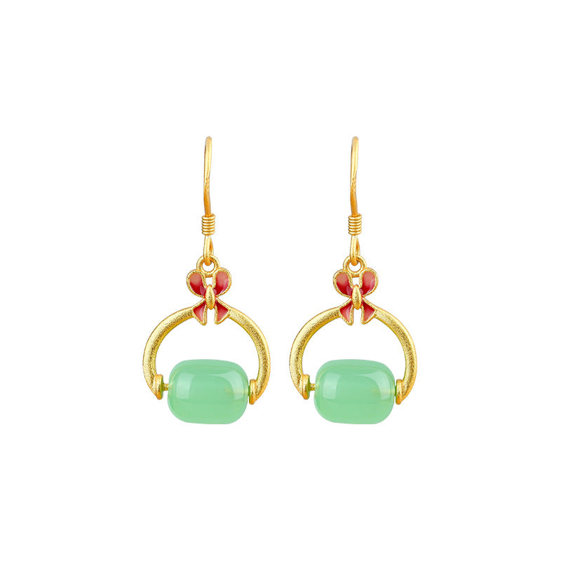 Rotating 925 Silver Needle Plated Passepartout Transfer Beads Enamel Antique Earrings