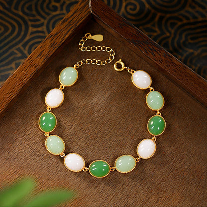 Imitation Hetian Jade Bracelet for Women - Light Luxury, Creative Design, Colorful Multi-Treasure