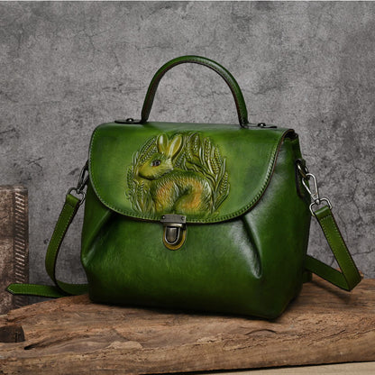 First layer cowhide multi-purpose retro embossed hand-brushed messenger bag