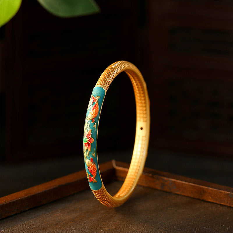 New Year Fish Cloisonne Painted Glaze Enamel Fashion Bracelet Jewelry
