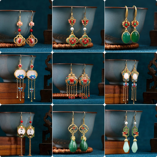 National Tide Retro Enamel Niche Earrings - High-end Summer Jewelry for Wholesale