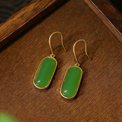 Mirror Oval Simple Design Imitation Jade Earrings for Women