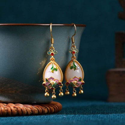 National Tide Retro Enamel Niche Earrings - High-end Summer Jewelry for Wholesale
