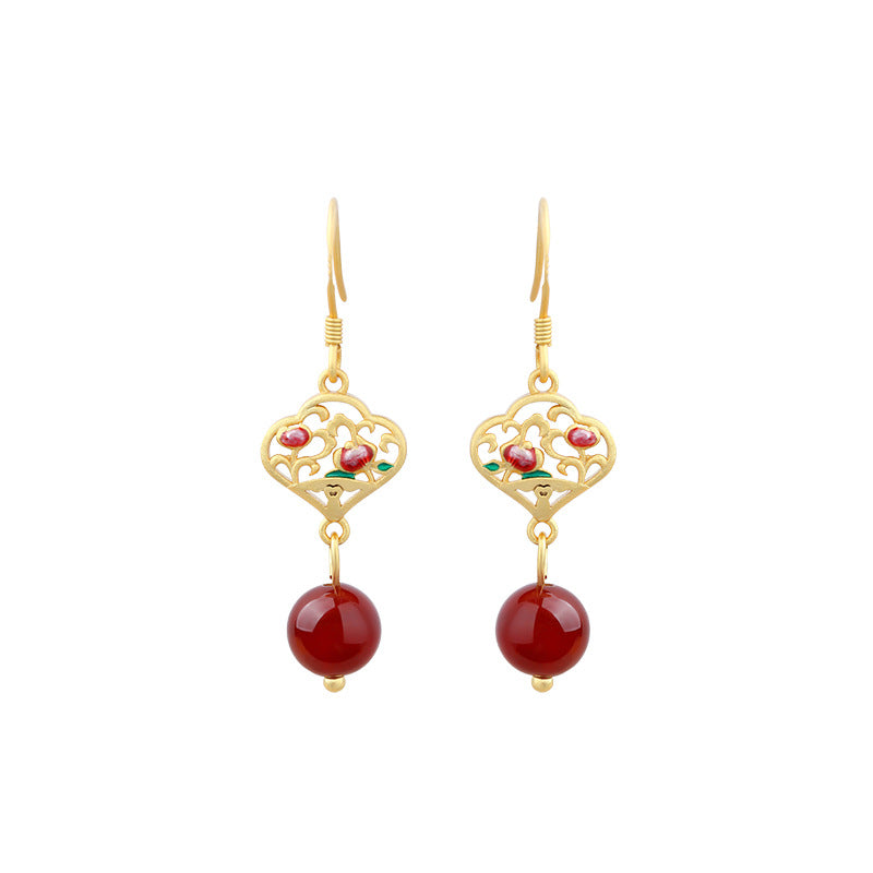 TikTok Live Accessories Natural Chalcedony Beads Lotus Earrings