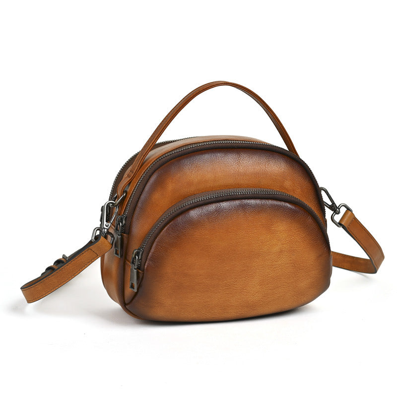 Autumn and Winter Crossbody Handbag Genuine Cowhide Women's Work Commuter Bag Maillard Vintage