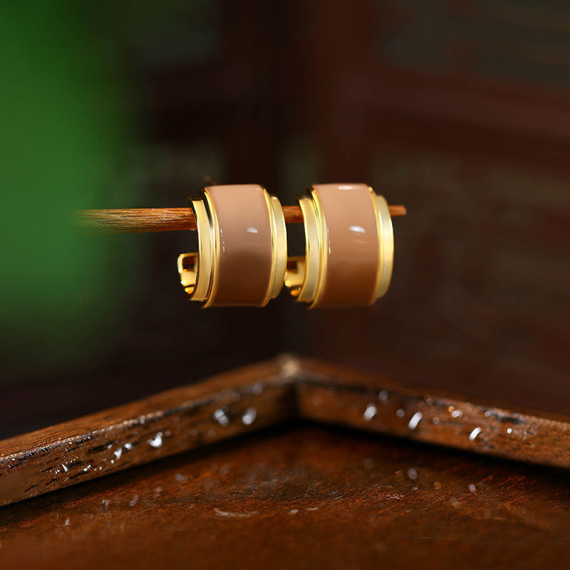 Maillard Style Brown Oil Drop Retro Hong Kong Style Ear Buckle Earrings